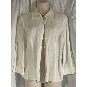 Ashworth Lovely linen top with contrast trim  detail  size S
